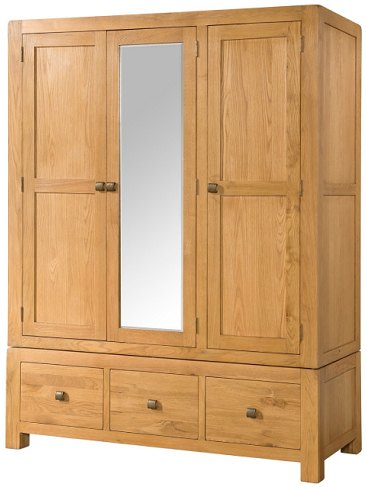 Devonshire Living Avon Triple Wardrobe With 3 Drawers And Mirror