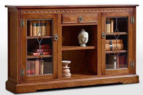 Wood Brothers Wood Bros Old Charm Low Bookcase With Glass Doors