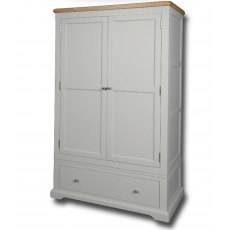 Real Wood Rio Painted 2 Door 1 Drawer Double Wardrobe