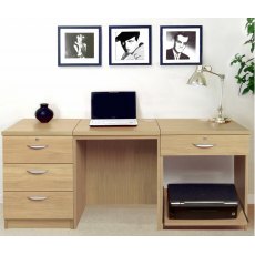 R White Cabinets Set 11 - Desk with Printer & Drawer Units