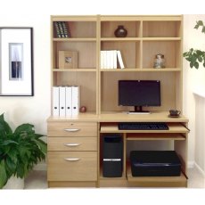 R White Cabinets Set 17 - Computer Work Station & 3 Drawer Unit/Filing Cabinet with Hutch Bookcases