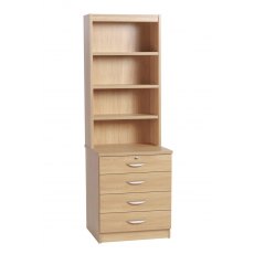 R White Cabinets Desk Height Four Drawer 480mm Chest With OSD Hutch