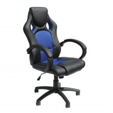 Alphason Office Chairs Daytona Faux Leather Racing Chair - Blue Fabric Insert