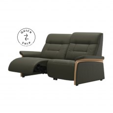 Stressless Quickship Mary 2 Seater With 2 Power Paloma Dark Olive/Oak Wood With Motorised Headrest