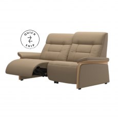 Stressless Quickship Mary 2 Seater With 2 Power Paloma Funghi/Oak Wood With Motorised Headrest