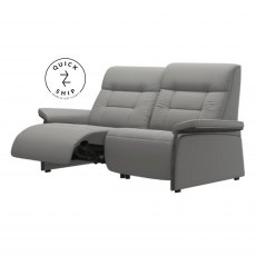 Stressless Quickship Mary 2 Seater With 2 Power Paloma Silver Grey/Grey Wood With Motorised Headrest