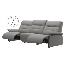 Stressless Quickship Mary 3 Seater With 2 Power Paloma Silver Grey/Grey Wood With Motorised Headrest