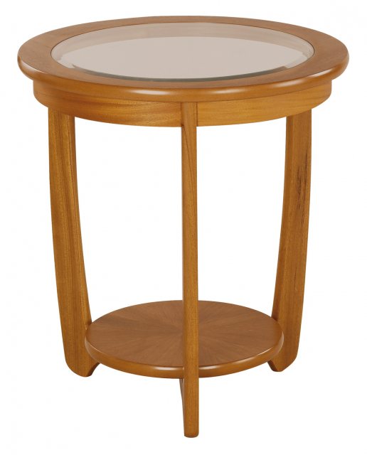 Nathan Classic Teak Glass Top Round Table