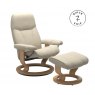 Stressless Promotions Consul Classic Recliner & Footstool (Batick Cream Leather With Oak Base)