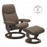 Stressless Promotions Consul Classic Recliner & Footstool (Batick Mole Leather With Walnut Base)