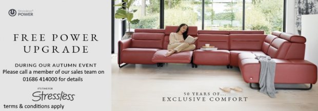 Stressless FREE power upgrade across sofas and reclining chairs*