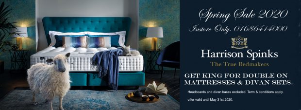 FREE King upgrade from Double across Harrison Spinks mattresses and divan sets