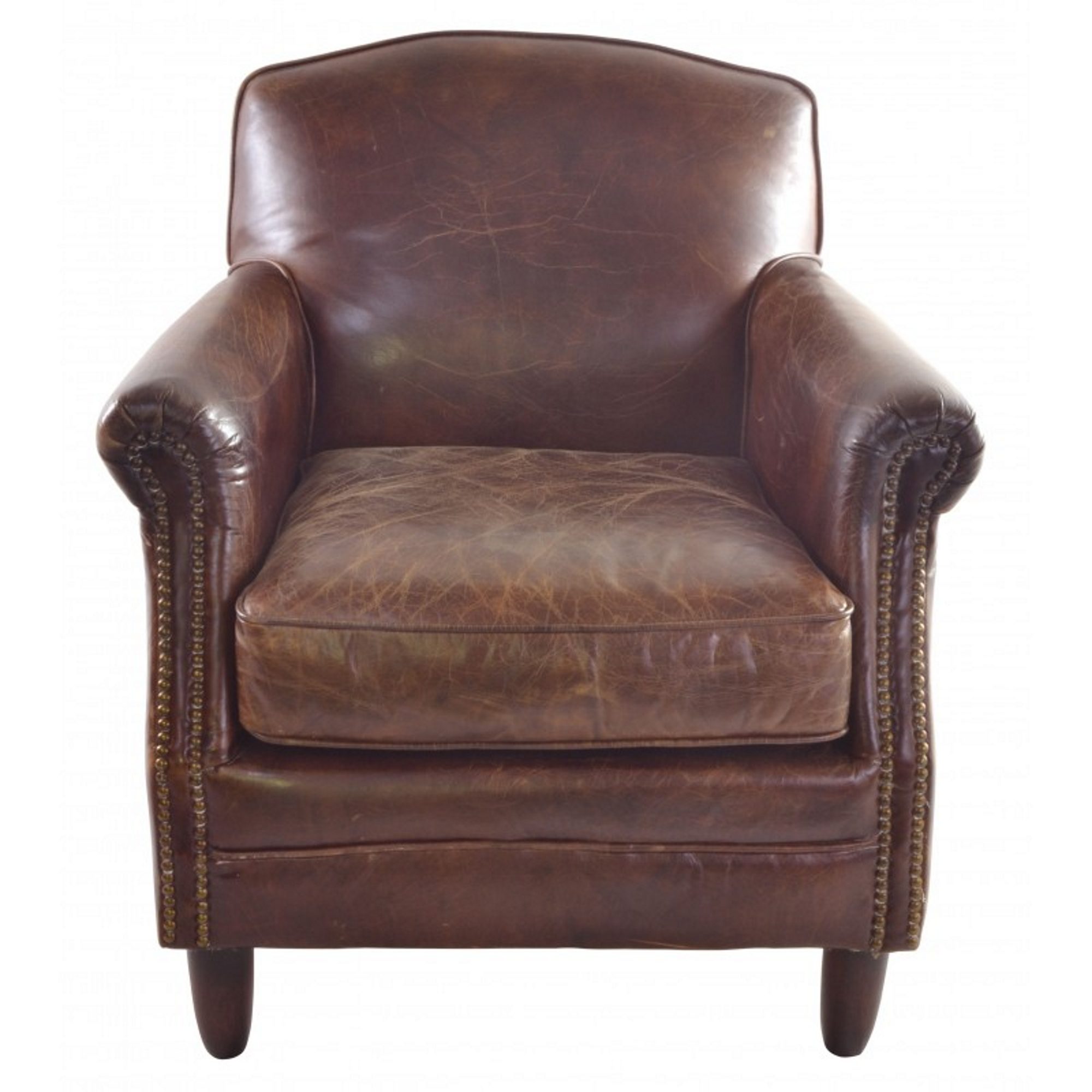 Studded shop leather armchair