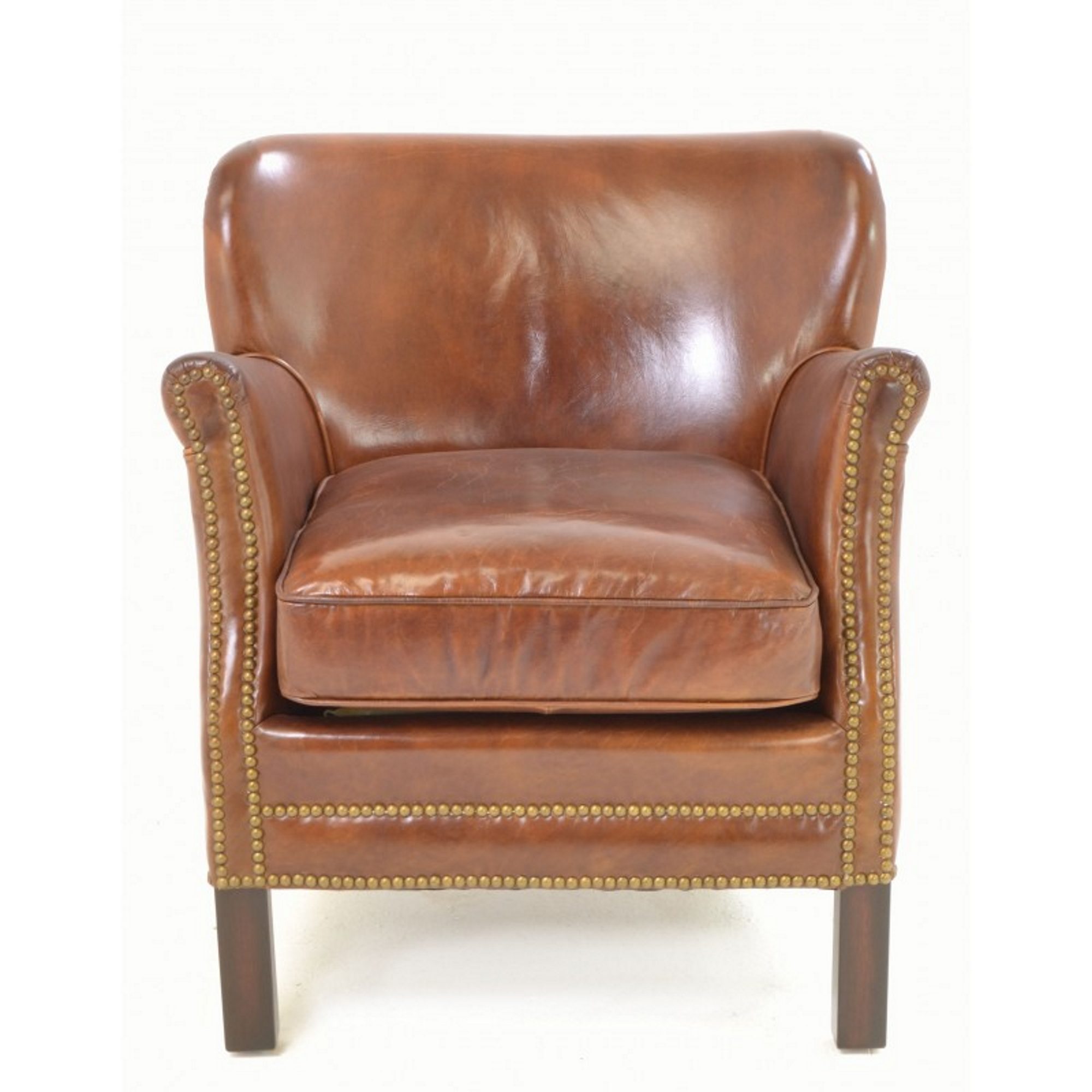 Antique brown sales leather chair