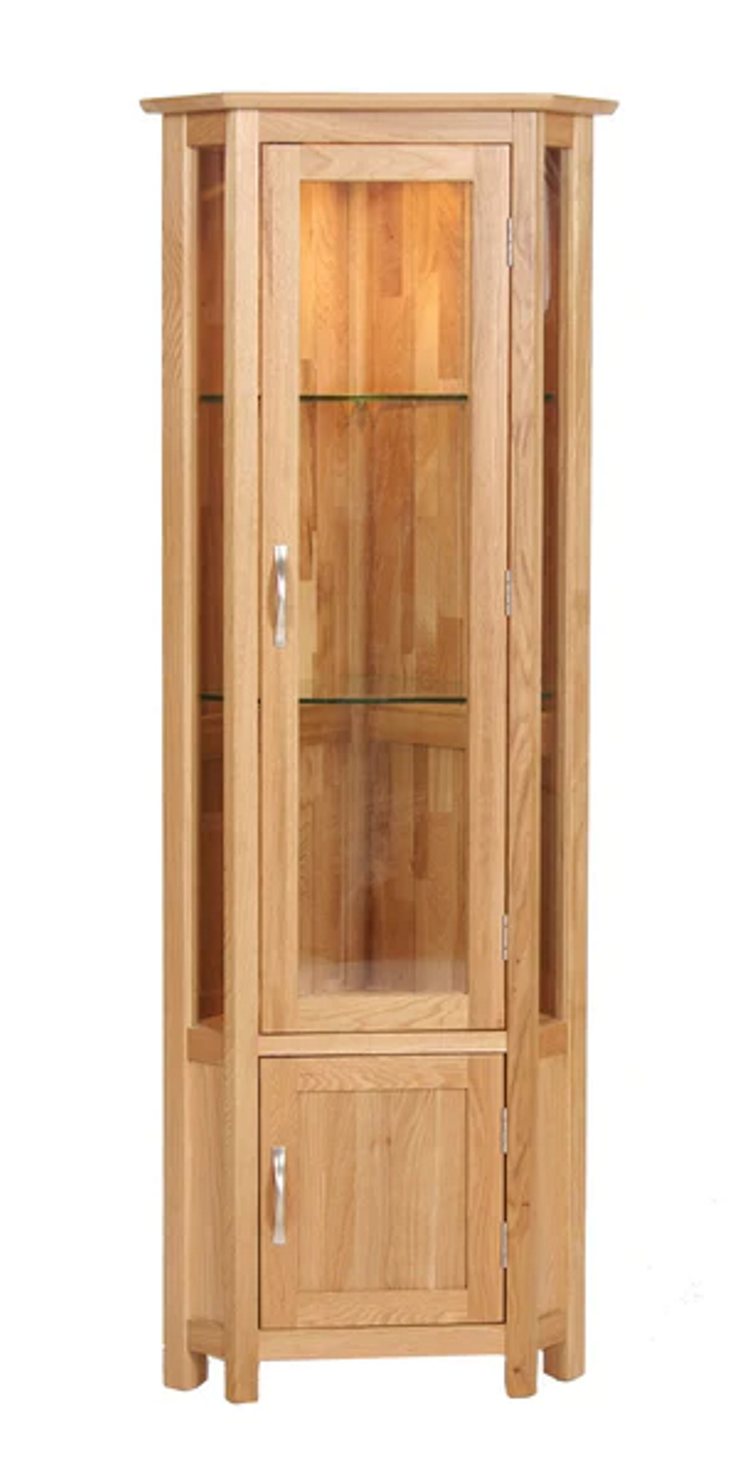 Devonshire Living Devonshire New Oak Corner Display Cabinet Cabinets Display Units Hafren Furnishers