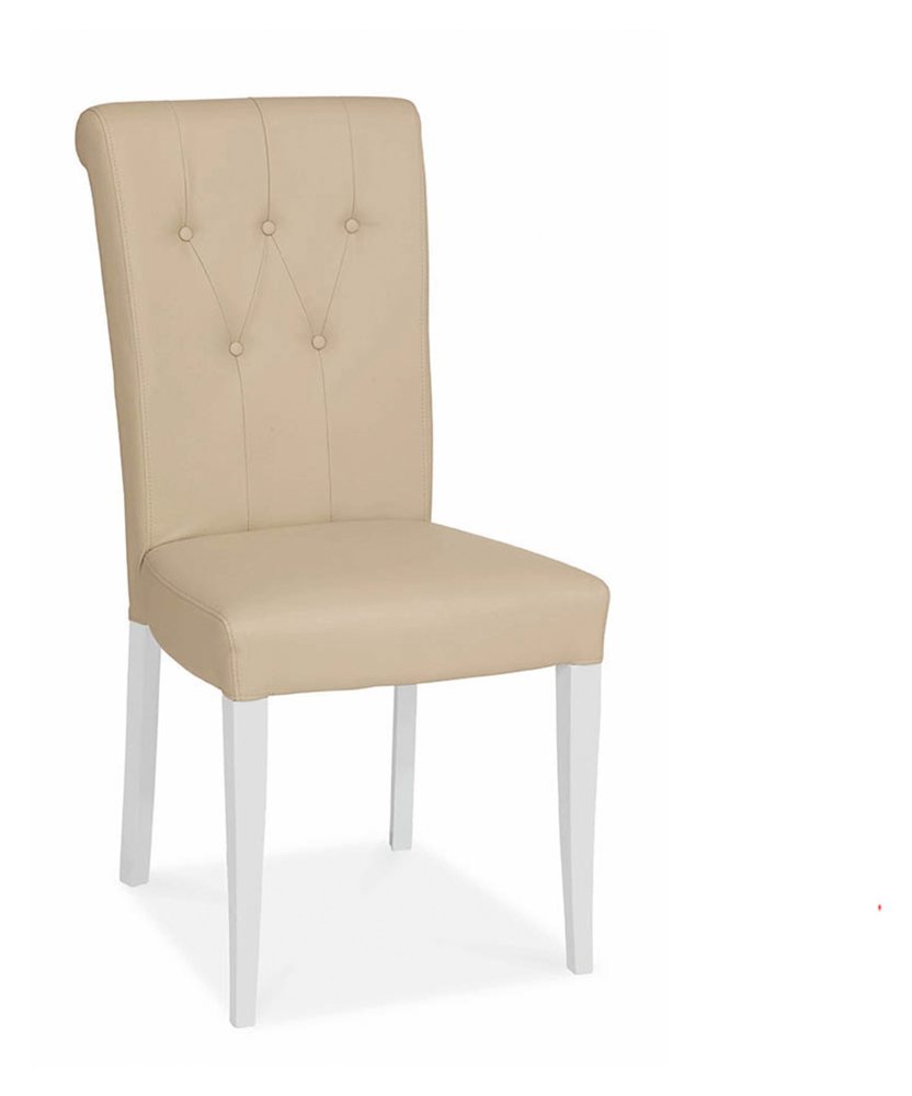 Bentley Designs Hampstead Two Tone Cross Back Upholstered Dining Chair Ivory Bonded Leather