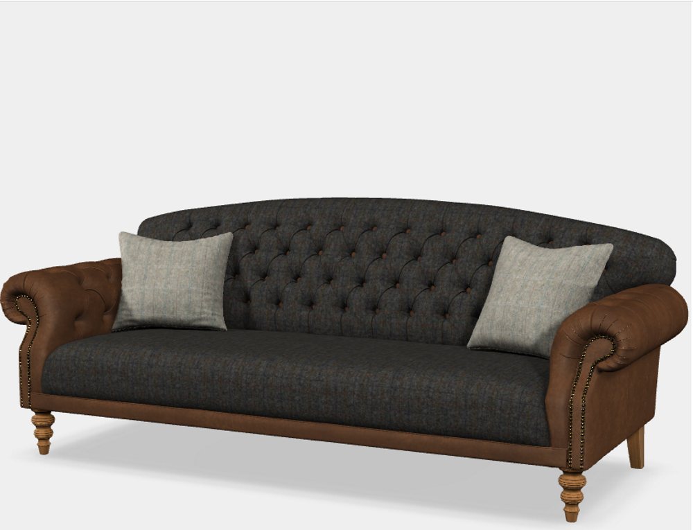Tetrad Arbroath Grand Sofa In Harris Tweed & Leather Sofas Hafren