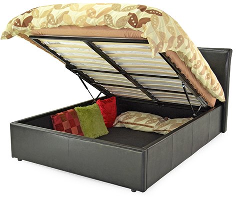 Metal Beds Texas Faux Leather Ottoman, Faux Leather Ottoman Bed