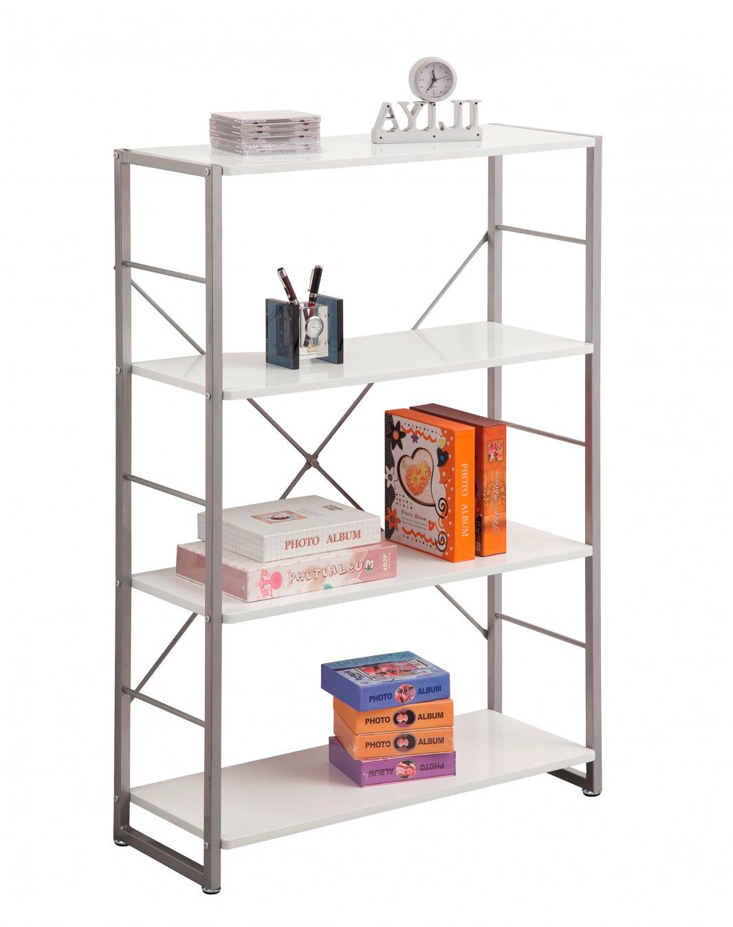 Alphason Bookcases Cabrini White Modern Bookcase Bookcases Hafren