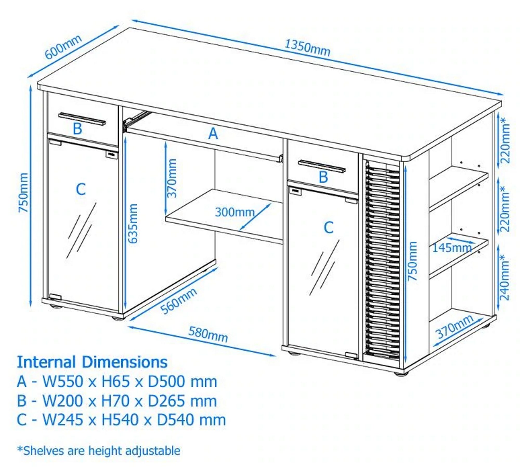 Alphason Desks San Jose Beech Effect Computer Workcentre Desks And