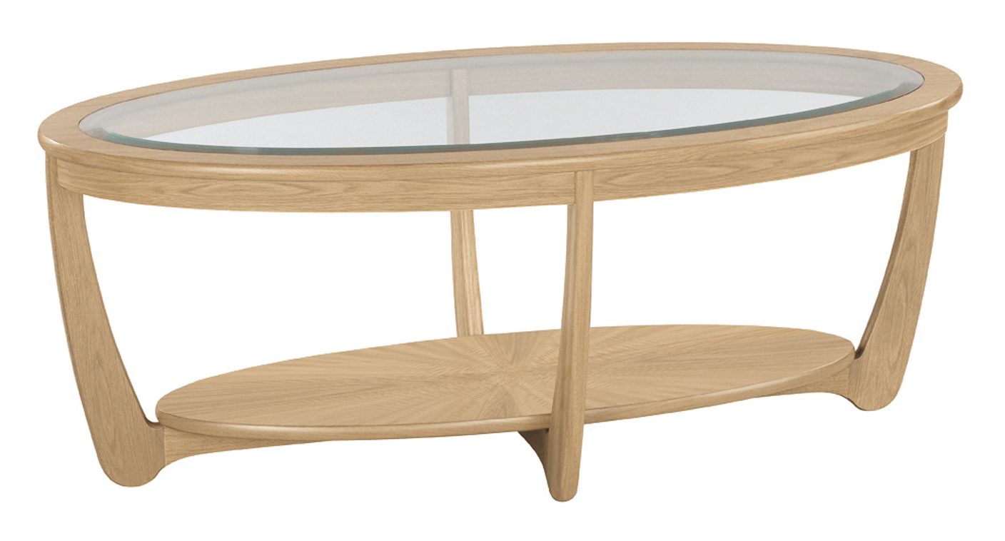 Nathan Shades Oak Glass Top Oval Coffee Table Coffee Tables Hafren