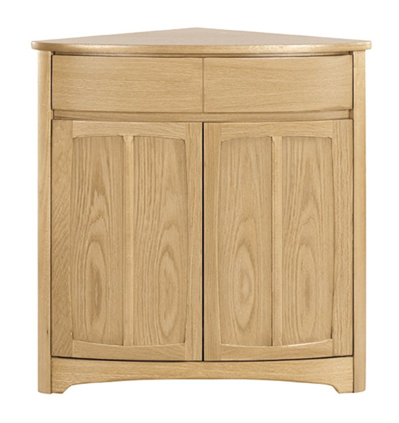 Nathan Shades Oak Shaped Corner Base Unit Sideboards Hafren Furnishers