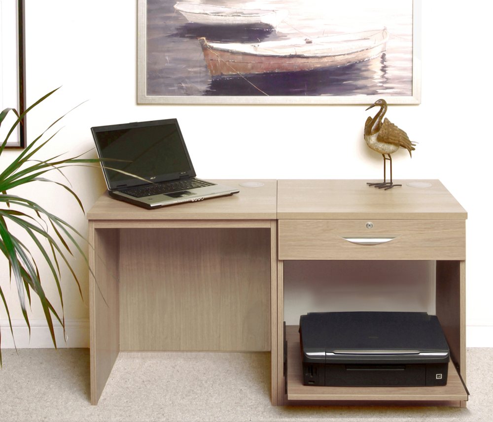 R White Set 01 Desk with Printer/Scanner Unit Desks And Work Stations Hafren