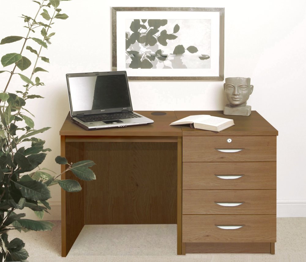 R White Set 05 Desk with 4 Drawer Unit Desks And Work