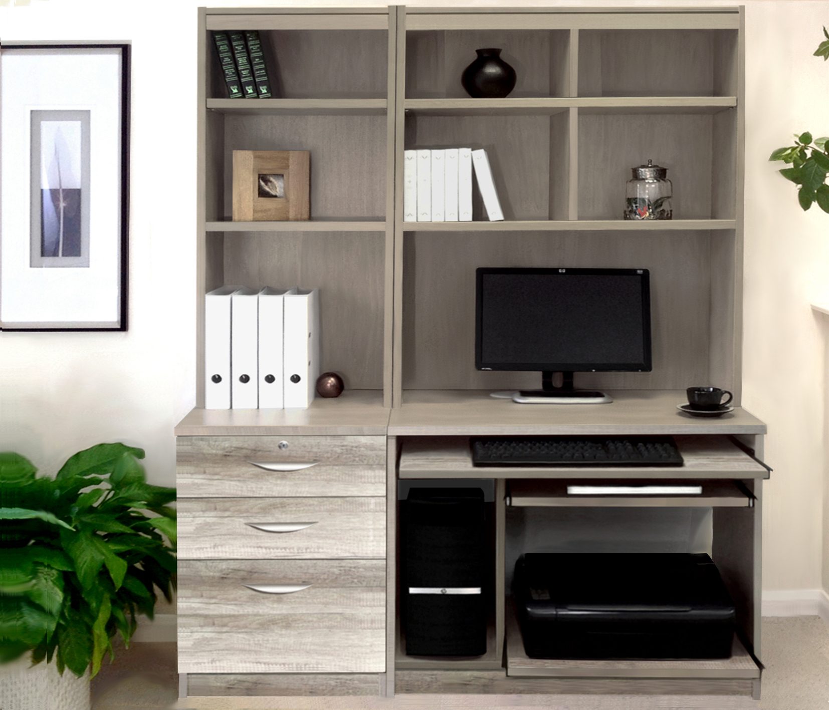 R White Cabinets Set 17 - Computer Work Station & 3 Drawer Unit/Filing ...