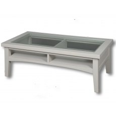 Real Wood Rio Painted Coffee table With Glass Top 1100mm Wide