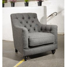 Tetrad Harris Tweed Glencoe Chair (Option B: Harris Tweed fabric with Leather Piping & Buttons)