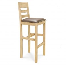 Clemence Richard Oak Bar Stool Leather, Fabric Or Wooden Seat (023)