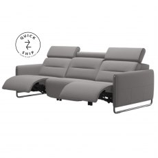 Stressless Quickship Emily Powered 3 Seater With 2 Power Recliner And Chrome Legs