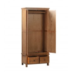 Devonshire Dorset Rustic Oak Double Wardrobe With 2 Drawers