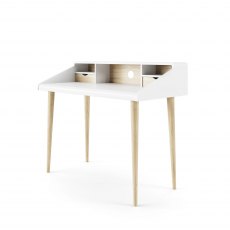 Alphason Desks Yeovil White With Sononma Oak