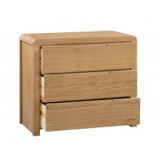 Julian Bowen Curve Oak 3 Drawer Bedside Chest