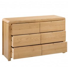 Julian Bowen Curve Oak 6 Drawer Wide Chest