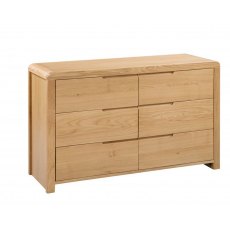 Julian Bowen Curve Oak 6 Drawer Wide Chest