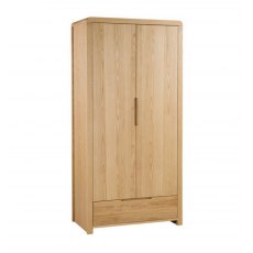 Julian Bowen Curve Oak Bedroom 2 Door 1 Drawer Wardrobe