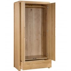 Julian Bowen Curve Oak Bedroom 2 Door 1 Drawer Wardrobe