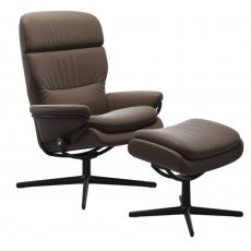 Stressless Rome With Adjustable Headrest Cross Base Chair & Footstool