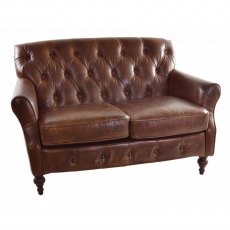 Ancient Mariner Seating Vintage Leather 2 Seater Button Back Sofa