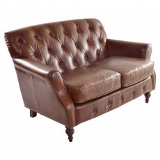 Ancient Mariner Seating Vintage Leather 2 Seater Button Back Sofa