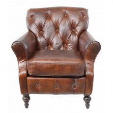 Ancient Mariner Seating Vintage Leather Button Back Armchair