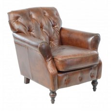 Ancient Mariner Seating Vintage Leather Button Back Armchair