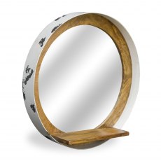 Bluebone Re-Engineered Drum Mirror with Shelf