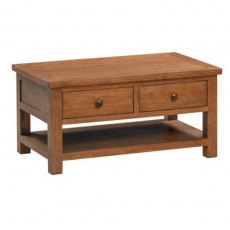 Devonshire Dorset Rustic Oak Coffee Table With 2 Drawers