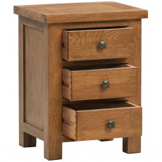 Devonshire Dorset Rustic Oak 3 Drawer Bedside