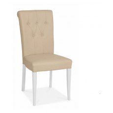 Bentley Designs Hampstead Two Tone Cross Back Upholstered Dining Chair Ivory Bonded Leather