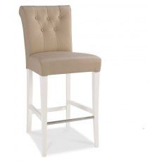 Bentley Designs Hampstead Two Tone Upholstered Bar Stool Ivory Bonded Leather